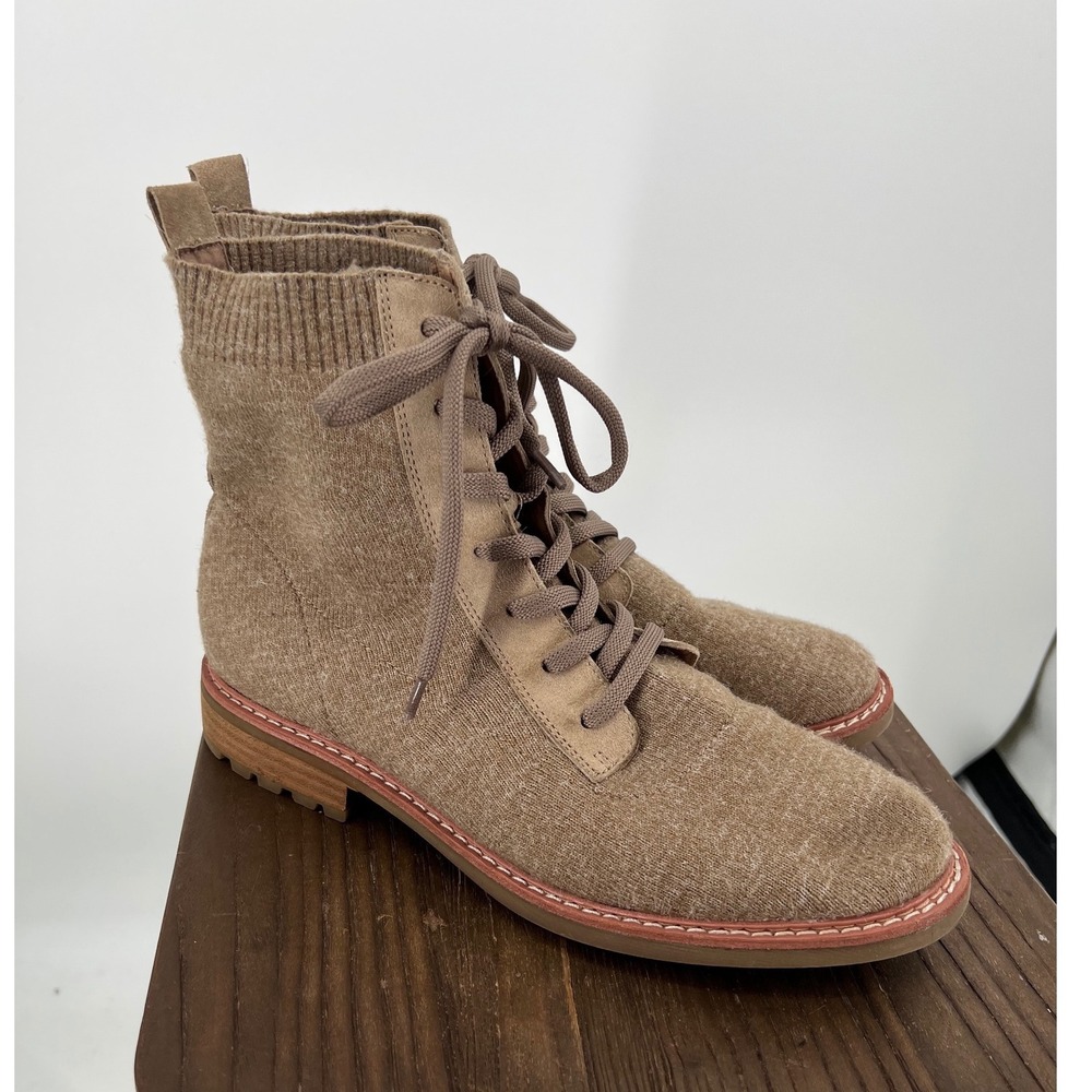 Söfft Taupe Wool Blend Lace-Up Combat Boots - Size 11